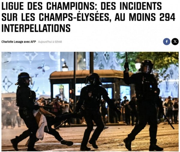 Fans sacked the shoe store + ignited the car after Paris wins the championship. Police have arrested at least 294 people